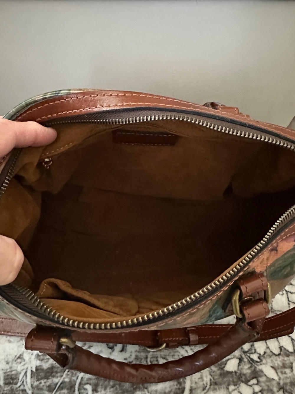 Patricia Nash Floral Crossbody Satchel in Brown and Multi-Color - Picture 2 of 3